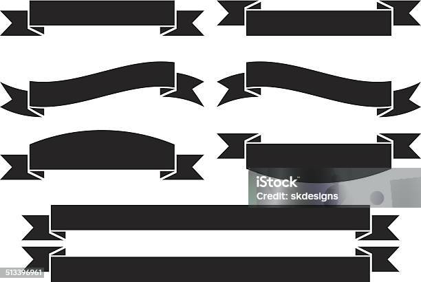 Basic Ribbon Logo Classic Basic Ribbons Set In Black Flat Design Stock Illustration ...
