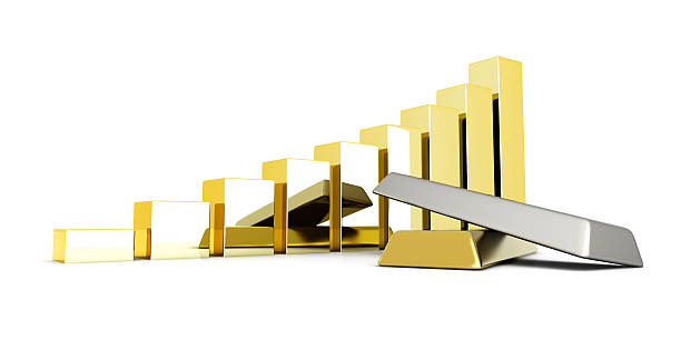 라이징 프레셔스 금속 - moving up gold silver growth 뉴스 사진 이미지