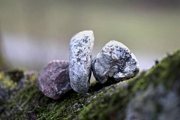 Close-up of three stones