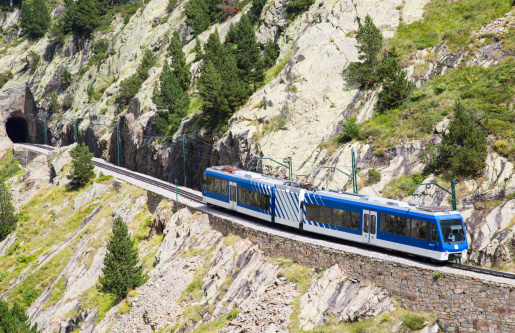 Cogwheel railway in the valley of Nuria Catalan Pyrenees