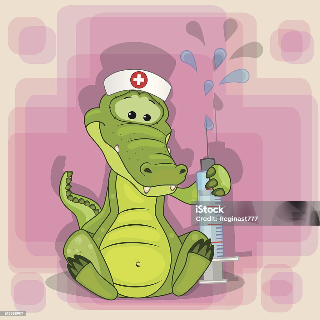 Crocodile nurse Crocodile nurse with a syringe in his hand Animal stock vector