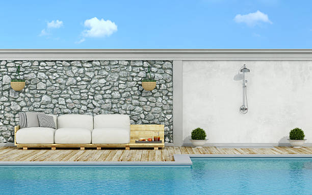 istock White pallet couch in pallets on the poolside 513415350