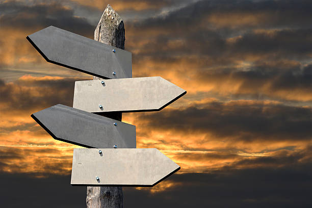 istock Wooden signpost - crossroads 513417150