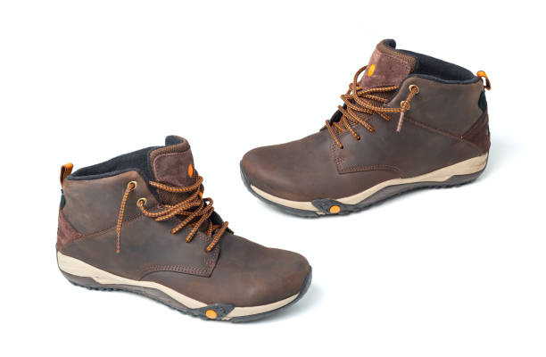 istock Pair of brown shoes isolated on white background 513417206