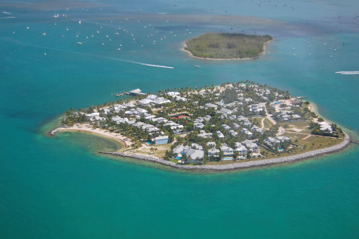 aerial view of sunset key off the coast of Key West, Florida