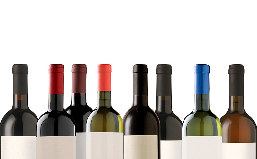 Collage of several wine bottles with space for your logo or text