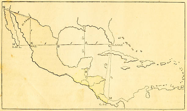 Diagram for drawing a map of Mexico and Central America on a uniform scale