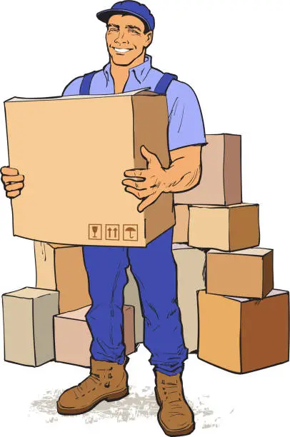 Vector illustration of Delivery of goods. Moving Companies