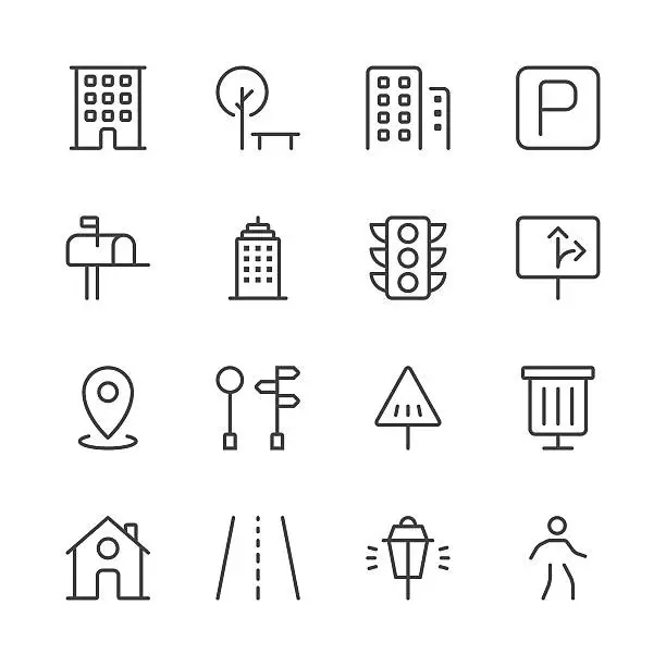 Vector illustration of City Icons set 1 | Black Line series