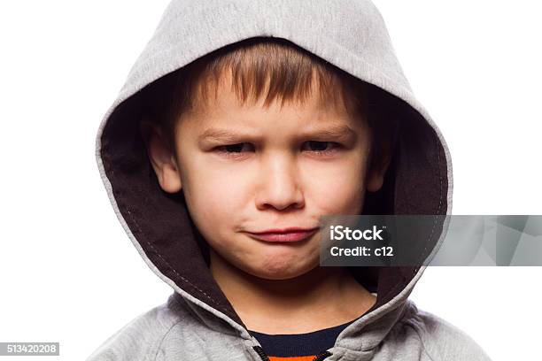 Kid Making Funny Expressions He Is Sad Stock Photo - Download Image Now -  Child, Hood - Clothing, Hooded Shirt - iStock