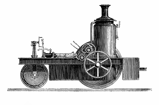 Antique illustration of a Thomson Road Steamer