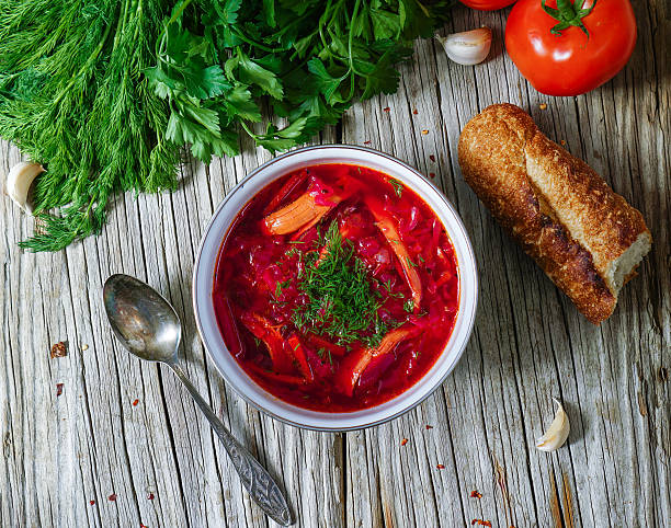 istock Traditional Ukrainian vegetable borscht Soup 513426532