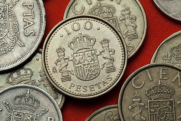 istock Coins of Spain. Spanish national emblem 513428776