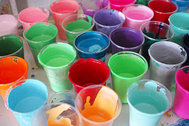 istock Colourful Cups Full Of Acrylic Paints Ready To Use 513428812