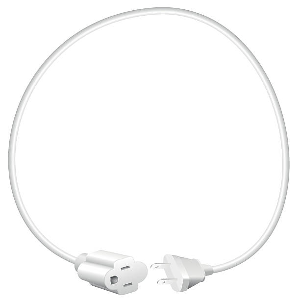Extension Cable Circle White Extension cable forming a circle frame. Three-dimensional isolated vector illustration on white background. connection interrupted stock illustrations