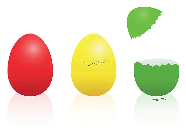 Vector illustration of Easter Eggs Traffic Light Red Yellow Green