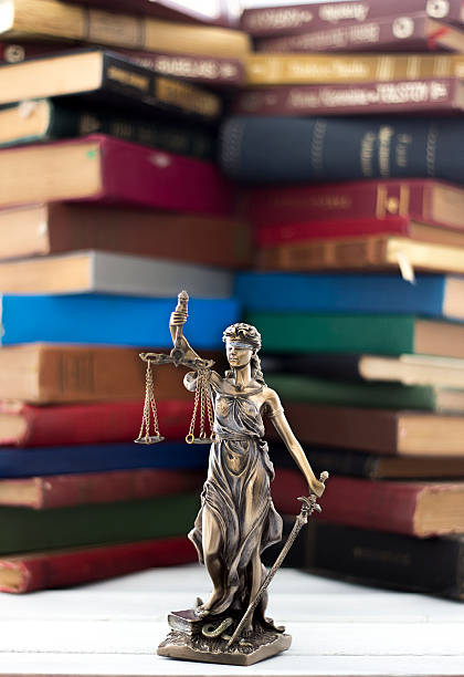 istock Law concept, statue and books 513431968