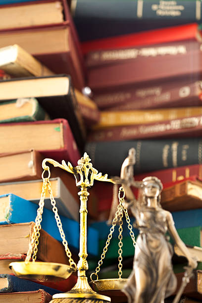 istock Law concept, statue and books 513432146