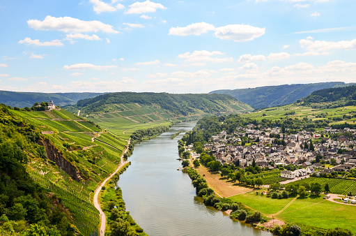 Moselle Valley Germany: View to Marienburg Castle and Village Puenderich