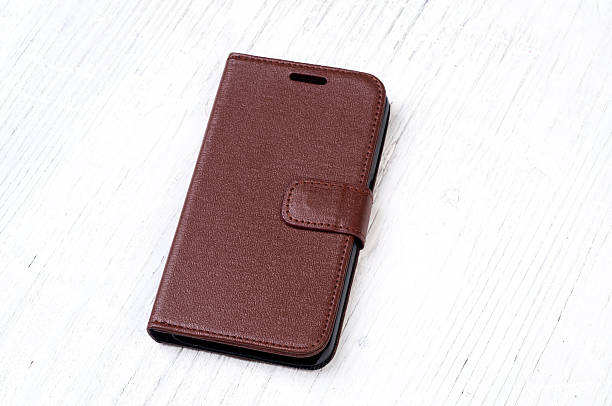 istock Brown leather wallet case cover for mobile phone 513437868