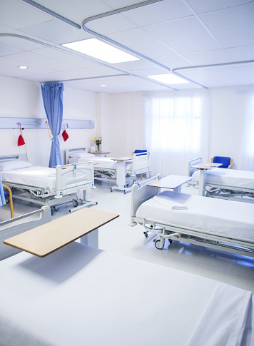 Empty ICU room at the hospital - healthcare and medicine concepts