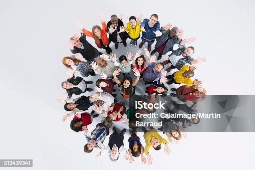istock Portrait of enthusiastic business people in circle 513439341