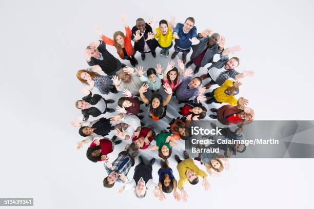 Portrait Of Enthusiastic Business People In Circle Stock Photo - Download Image Now - People, Multiracial Group, Community