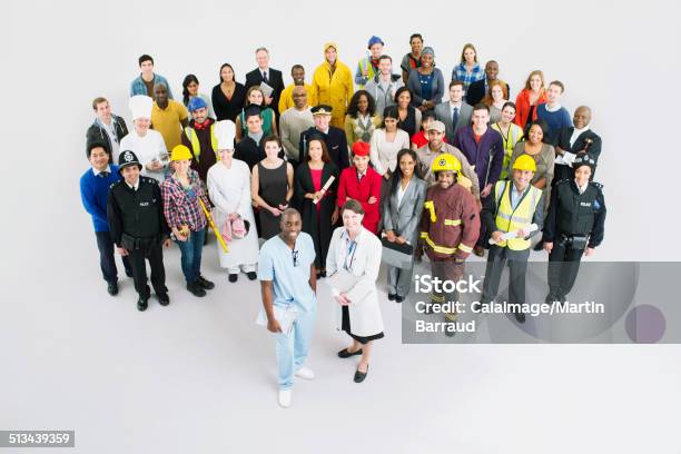 Portrait Of Confident Workforce Stock Photo - Download Image Now - Occupation, Various Occupations, Working