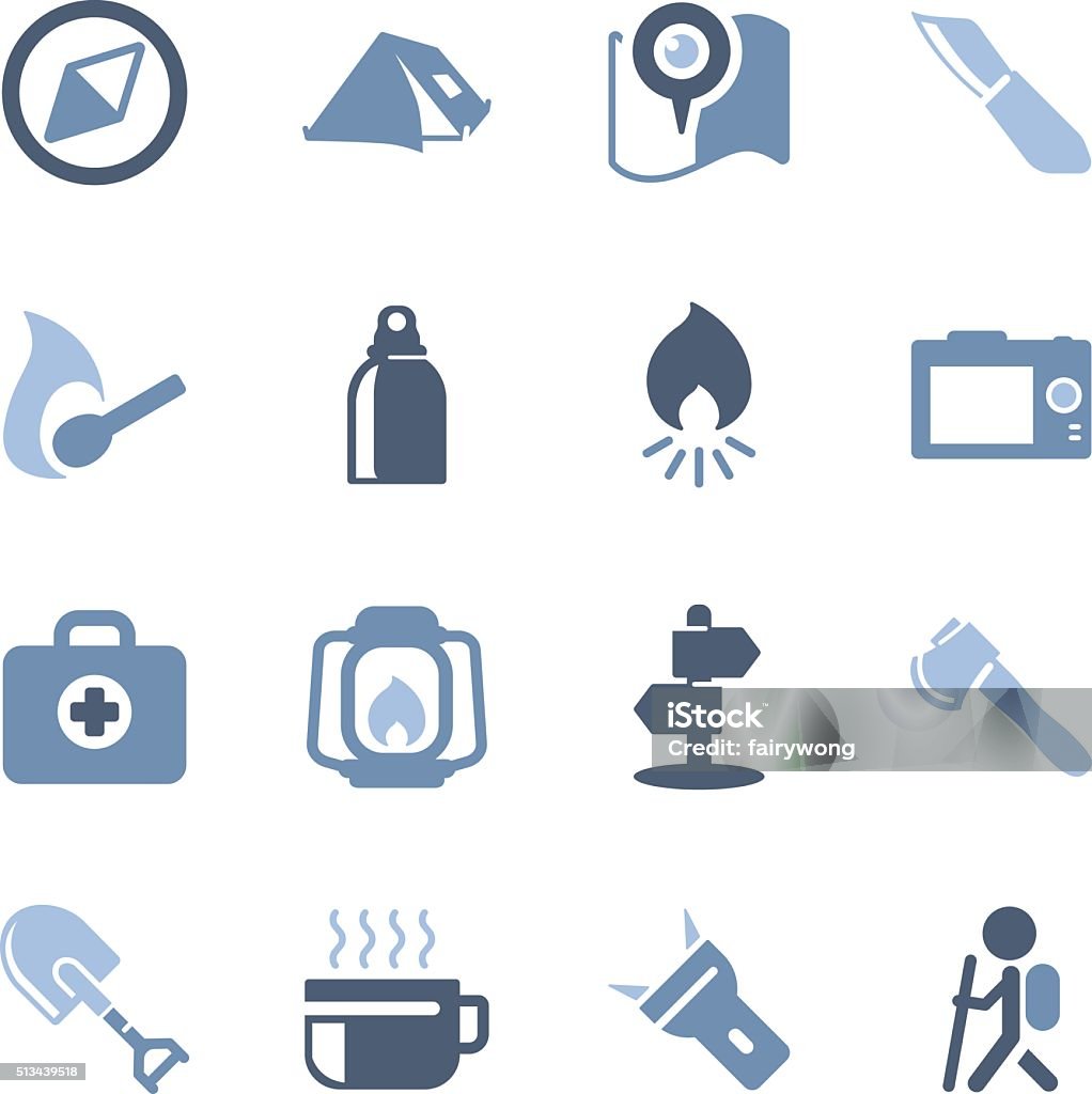 outdoor and camping icons Illustration of outdoor and camping icons on the white. Axe stock vector