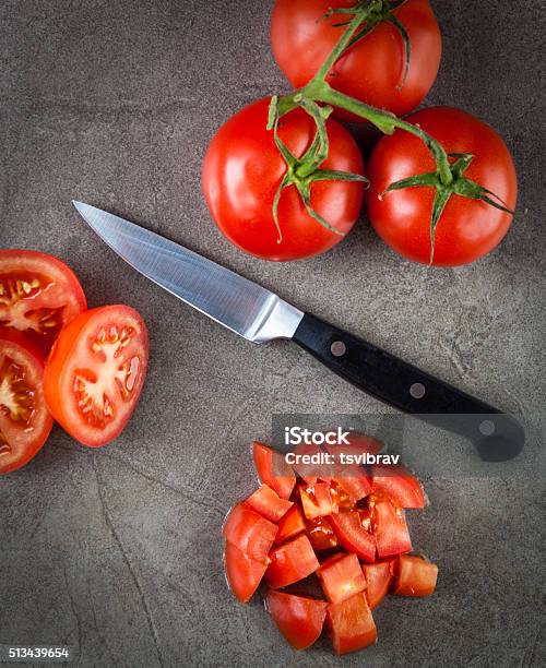 Truss Tomatoes Top View Stock Photo - Download Image Now - Tomato, Backgrounds, Casserole