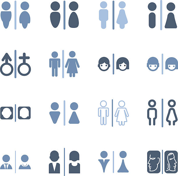 gender icons Illustration of gender icons on the white. bathroom patterns stock illustrations