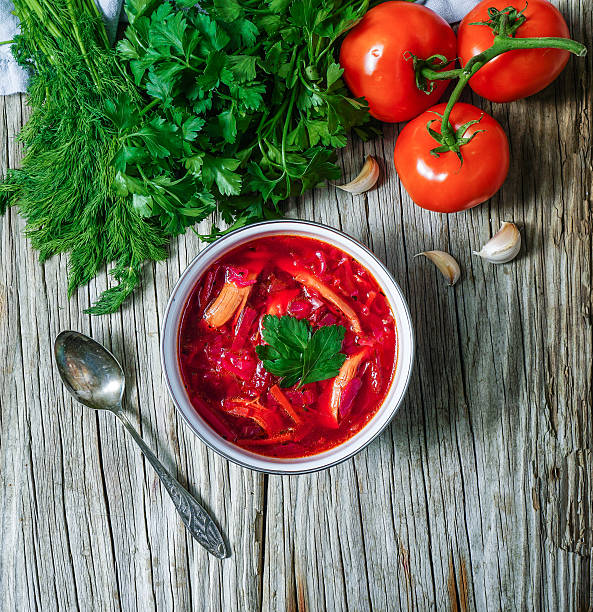 istock Traditional Ukrainian vegetable borscht soup 513440836