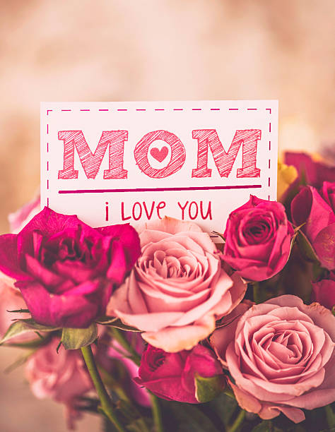amo il messaggio di mamma sulla festa della mamma con rose - mothers day mother single flower family foto e immagini stock