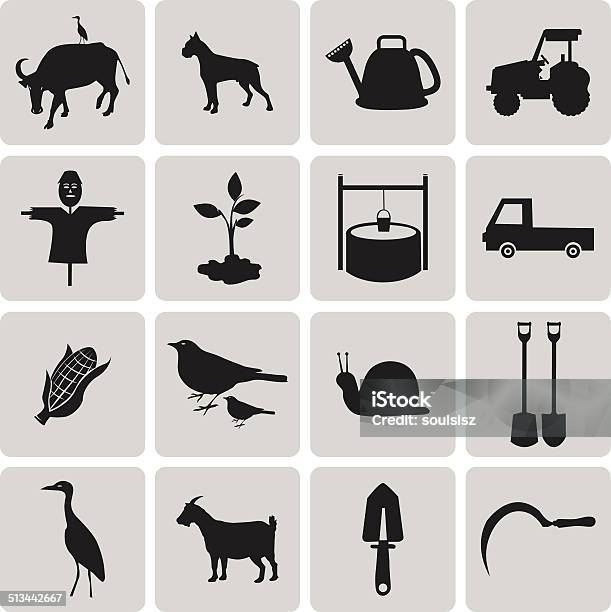Agriculture And Farming Black Icons Set2 Vector Illustration Ep Stock Illustration - Download Image Now