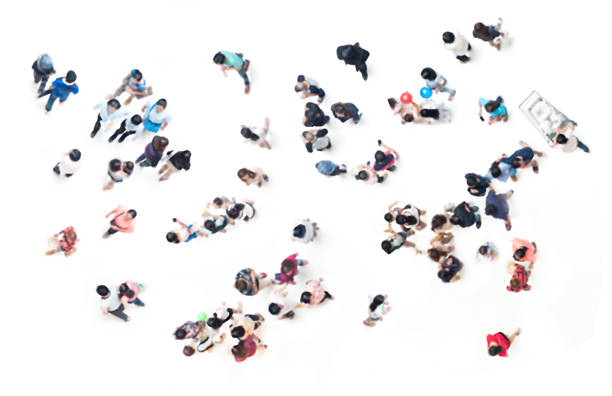 istock People blurred on white  for background from top view 513445694
