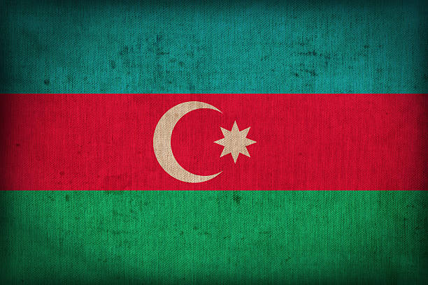 istock Azerbaijan flag pattern on the fabric texture ,retro vintage style 513446219