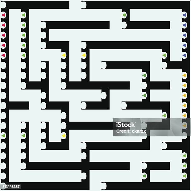 Black Square Maze Stock Illustration - Download Image Now - Complexity, Confusion, Contemplation