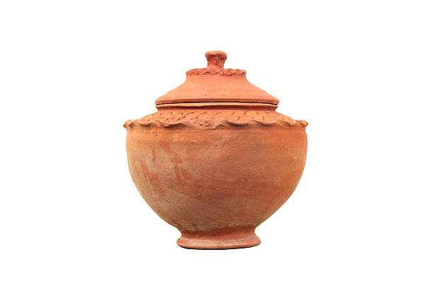 istock Clay pot with lid on white background 513469501