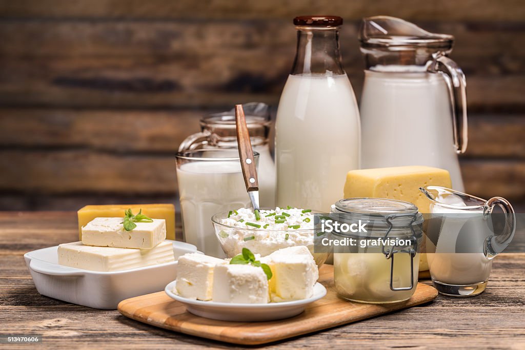 Still life with dairy product Still life with dairy product on wooden background Dairy Product Stock Photo
