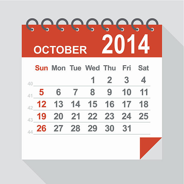 October 14 Calendar Illustration Clipart Images