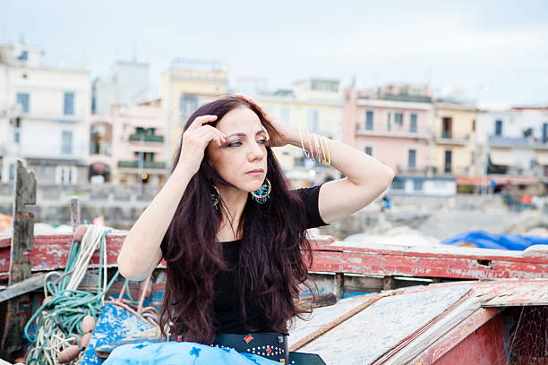 istock Woman Portrait Outdoors, Cloudy sky 513471659