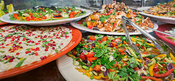 istock Healthy Middle Eastern Vegetarian and Vegan Salad, Hummus Buffet, Dubai 513472582