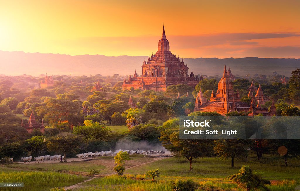 Pagoda landscape in the plain of Bagan, Myanmar. Pagoda landscape in the plain of Bagan, Myanmar (Burma) Myanmar Stock Photo