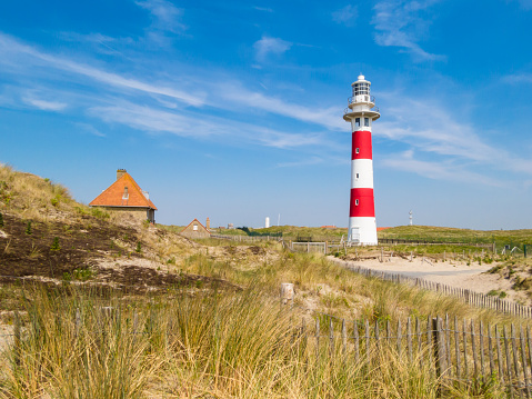 Road to lighthouse on the coast of the North Sea, Belgium