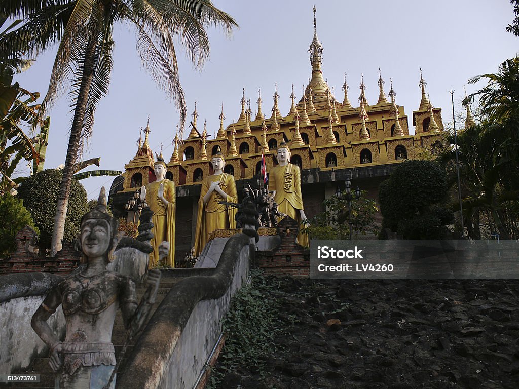 Buddhist Temple Wat Phra That Suthon Mongkol Khiri Wat Phra That Suthon Mongkol Khiri features beautiful architectures that are inspired by the ancient, traditional structures such as the Ubosot (ordination hall) which was well admired for its delicate sculptures and a Lanna-style, golden-teak building that enshrines relics of Lord Buddha and exhibits Buddha statues, Lanna musical instruments and ancient weapons. Asia Stock Photo