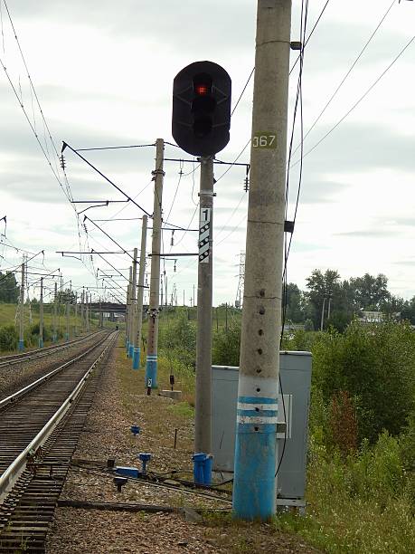 istock The semaphore on the railroad with red light 513474313