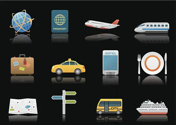 Vector illustration of Travel & Tourism icons | Premium Black series