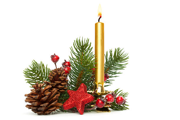 istock Isolated Christmas Objects, Candle and greens 513475265