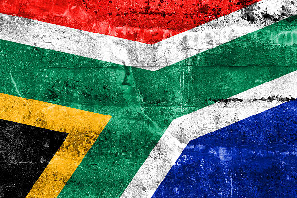 Bandeira da África do Sul na parede de grunge pintado - fotografia de stock