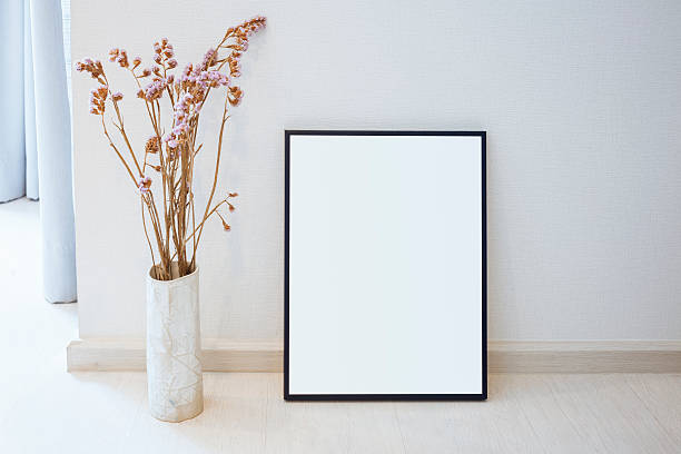 istock Mock up Blank photo frame on floor Home interior decoration 513477182